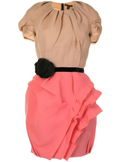 Pre-owned Louis Vuitton  Draped Short-sleeved Dress In Pink
