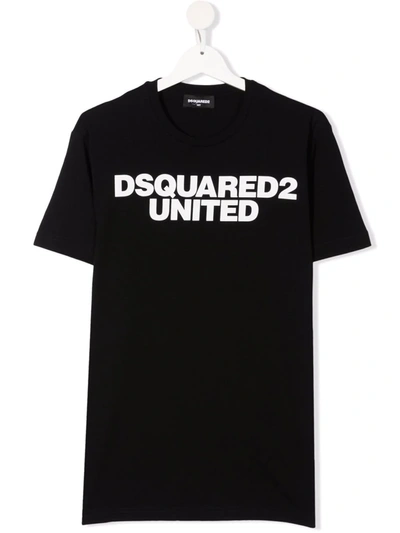 Dsquared2 Kids' T-shirt Nera In Jersey Di Cotone In Black