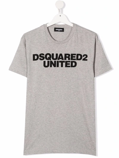 Dsquared2 Teen Logo-print Cotton T-shirt In Grey