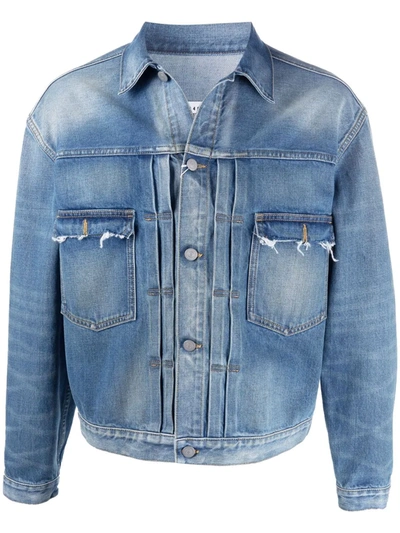 Maison Margiela Frayed Effect Denim Jacket In Blue