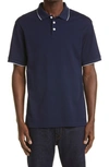 Giorgio Armani Short Sleeve Cotton Polo Shirt In Blue