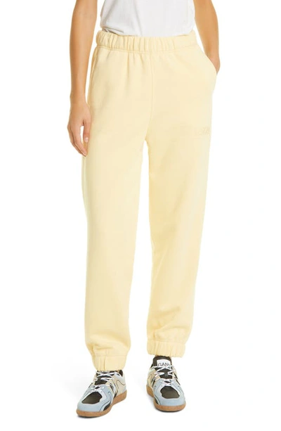 Ganni Software Straight-leg Tracksuit Bottoms In Yellow