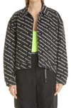 Alexander Wang Printed Denim Jacket In Grey Aged/ White