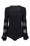 ALAÏA SQUARE NECK LACE SLEEVE BODYSUIT,AA9B0154RM633