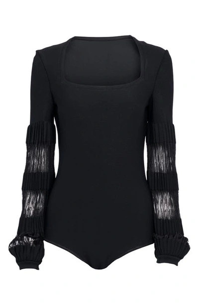 Alaïa Womens Noir Lace-detail Stretch-knit Body 10