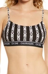 Calvin Klein Womens One Logo Stripe Black Ck One Logo-print Cotton-blend Bralette M