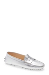 Tod's Penny Driving Moccasin In Silver Metallic