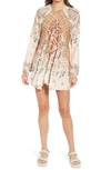 Free People Stevie Printed Long Sleeve Tunic Dress In Tea Combo