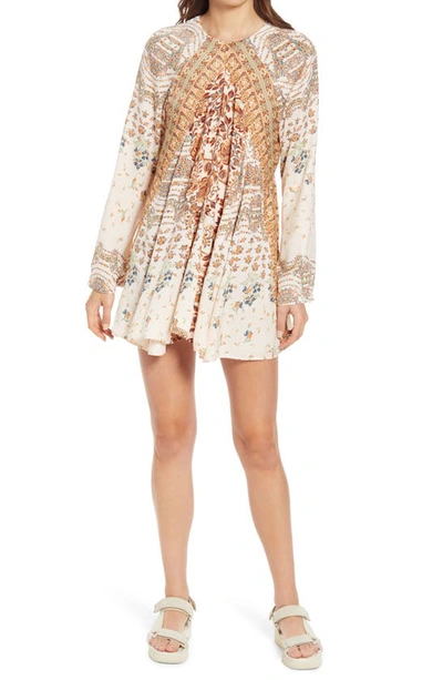 Free People Stevie Printed Long Sleeve Tunic Dress In Tea Combo