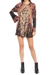 Free People Stevie Printed Long Sleeve Tunic Dress In Black Combo