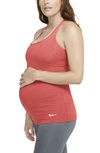 Nike Maternity Dri-fit Performance Tank In Magic Ember/ White