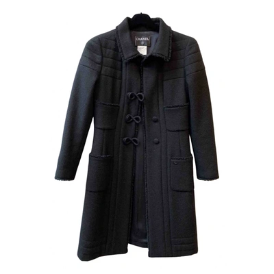 Pre-owned Chanel Wool Coat In Black