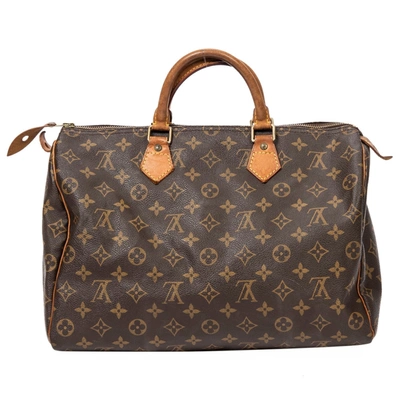 Pre-owned Louis Vuitton Speedy Cloth Bowling Bag In Brown