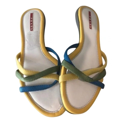 Pre-owned Prada Cloth Sandals In Yellow