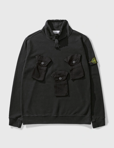 Stone Island Pockets Highneck Sweatshirt In Black