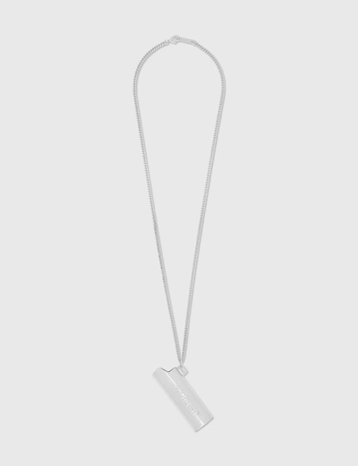 Ambush Gunmetal Logo Lighter Case Necklace In Silver