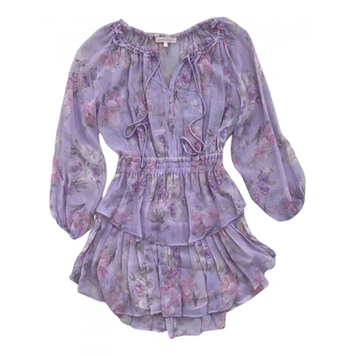Pre-owned Loveshackfancy Silk Mini Dress In Purple