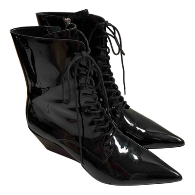 Pre-owned Calvin Klein Jeans Est.1978 Black Patent Leather Ankle Boots