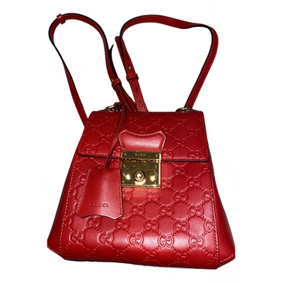 Pre-owned Gucci Leather Backpack In Red