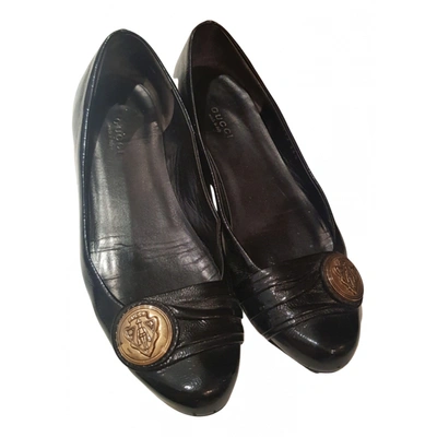 Pre-owned Gucci Leather Ballet Flats In Black