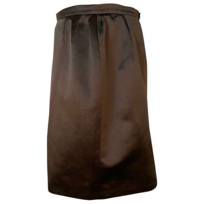 Pre-owned Valentino Silk Skirt Suit In Brown