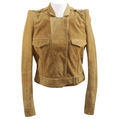 Pre-owned Just Cavalli Leather Jacket In Brown