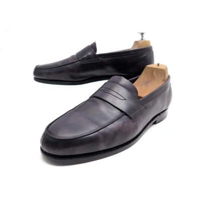 Pre-owned John Lobb Leather Flats In Anthracite