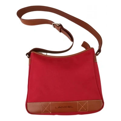Pre-owned Lancel Cloth Crossbody Bag In Red