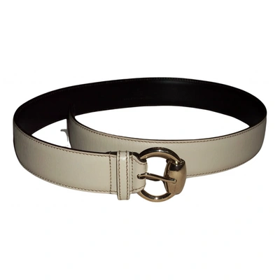 Pre-owned Gucci Leather Belt In White