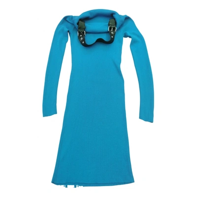 Pre-owned Moschino Wool Mid-length Dress In Blue