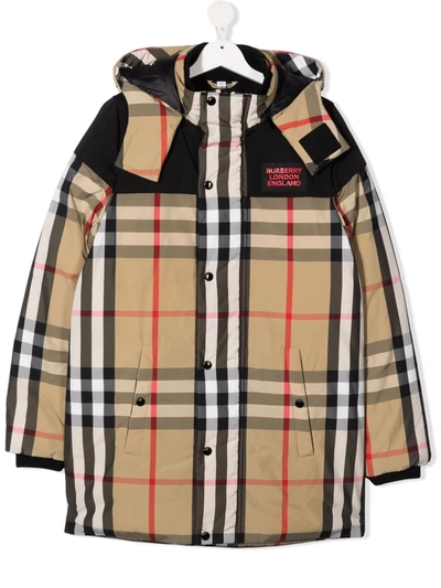 Burberry Kids' Vintage Check Hooded Jacket In Neutrals