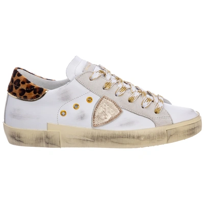 Philippe Model Prsx Trainers In Leather With Spotted Heel In White