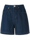 Olympiah Demin Straight Shorts In 蓝色