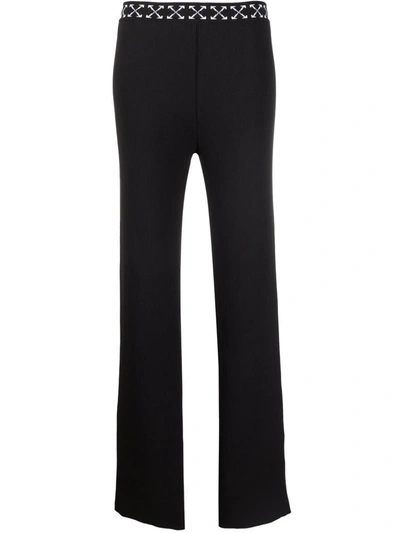 OFF-WHITE ARROWS-WAISTBAND RIBBED TROUSERS
