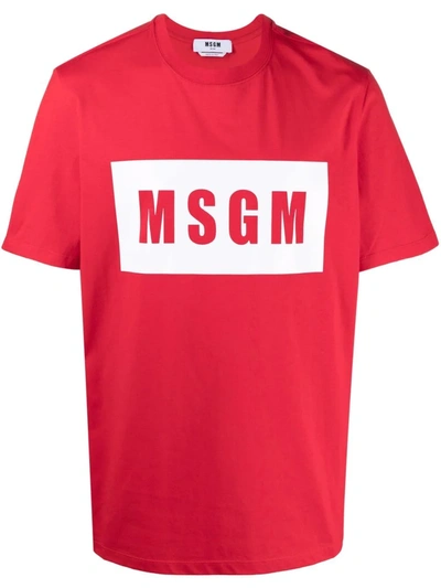 Msgm Logo-print Cotton T-shirt In Red