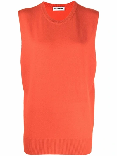 Jil Sander Sleeveless Knitted Top In Orange