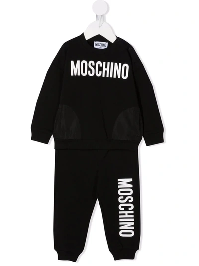 Moschino Babies' Logo-print Sweatshirt Tracksuit In 黑色