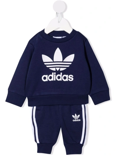 Adidas Originals Babies' Crew Tracksuit Set In 蓝色
