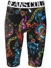 Versace Jeans Couture Baroque Print Jersey Biker Shorts In 黑色