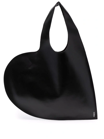 Coperni Heart-shape Leather Tote Bag In 黑色