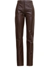 FEDERICA TOSI BROWN LEATHER PANTS,FTI21PA0310VPELLE0525