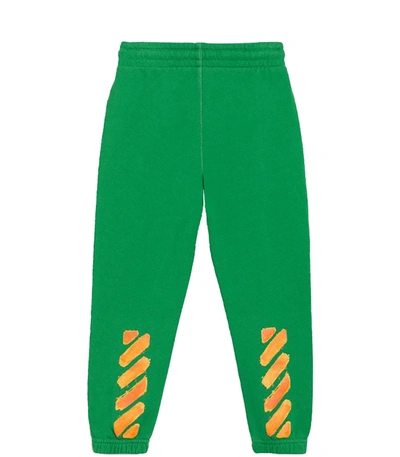 Off-white Kids' Green Weatpants For Boy With Logo In Verde E Arancione