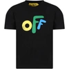 OFF-WHITE BLACK T-SHIRT FOR KIDS WITH ICONIC ARROWS,OBAA002F21JER002 1084