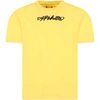 OFF-WHITE YELLOW T-SHIRT FOR KIDS WITH BLACK LOGO,OGAA001F21JER008 1810