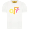 OFF-WHITE WHITE T-SHIRT FOR GIRL WITH COLORFUL LOGO,OGAA001F21JER002 0184