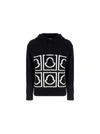 Moncler Logo-intarsia Knitted Hoodie In Black