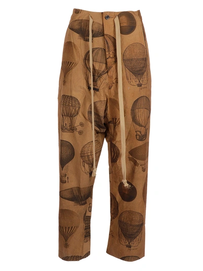 Uma Wang Hot Air Balloon-print Drop-crotch Trousers In Mustardblack