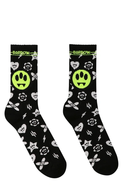 Barrow Cotton Logo Pattern Socks In Black