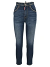 Dsquared2 D Squared High-waisted Chain-trim Cropped Jeans In Blue