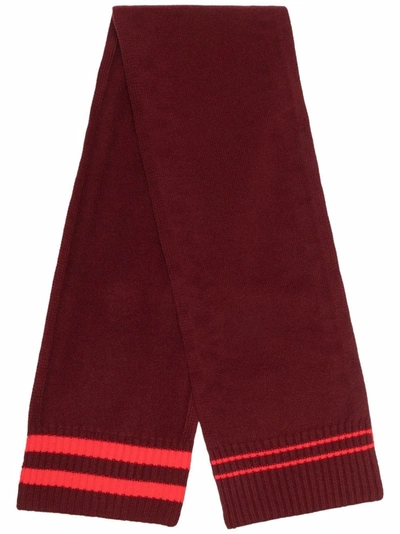 Maison Margiela Stripe-detail Knit Scarf In Red